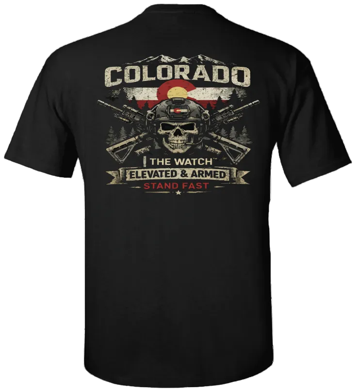 The Watch Brand Men's Colorado Elevated & Armed Tactical T-Shirt – Skull & Colorado Flag Graphic