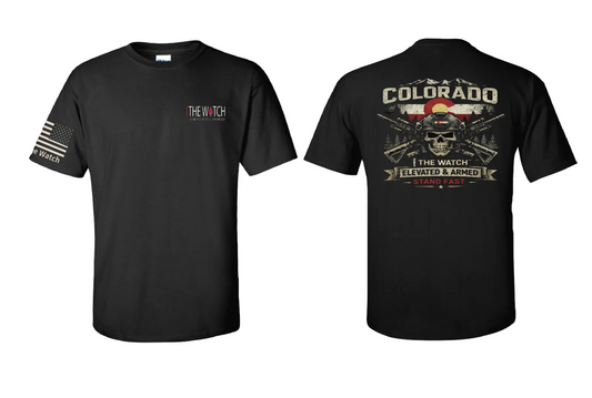 The Watch Brand Men's Colorado Elevated & Armed Tactical T-Shirt – Skull & Colorado Flag Graphic