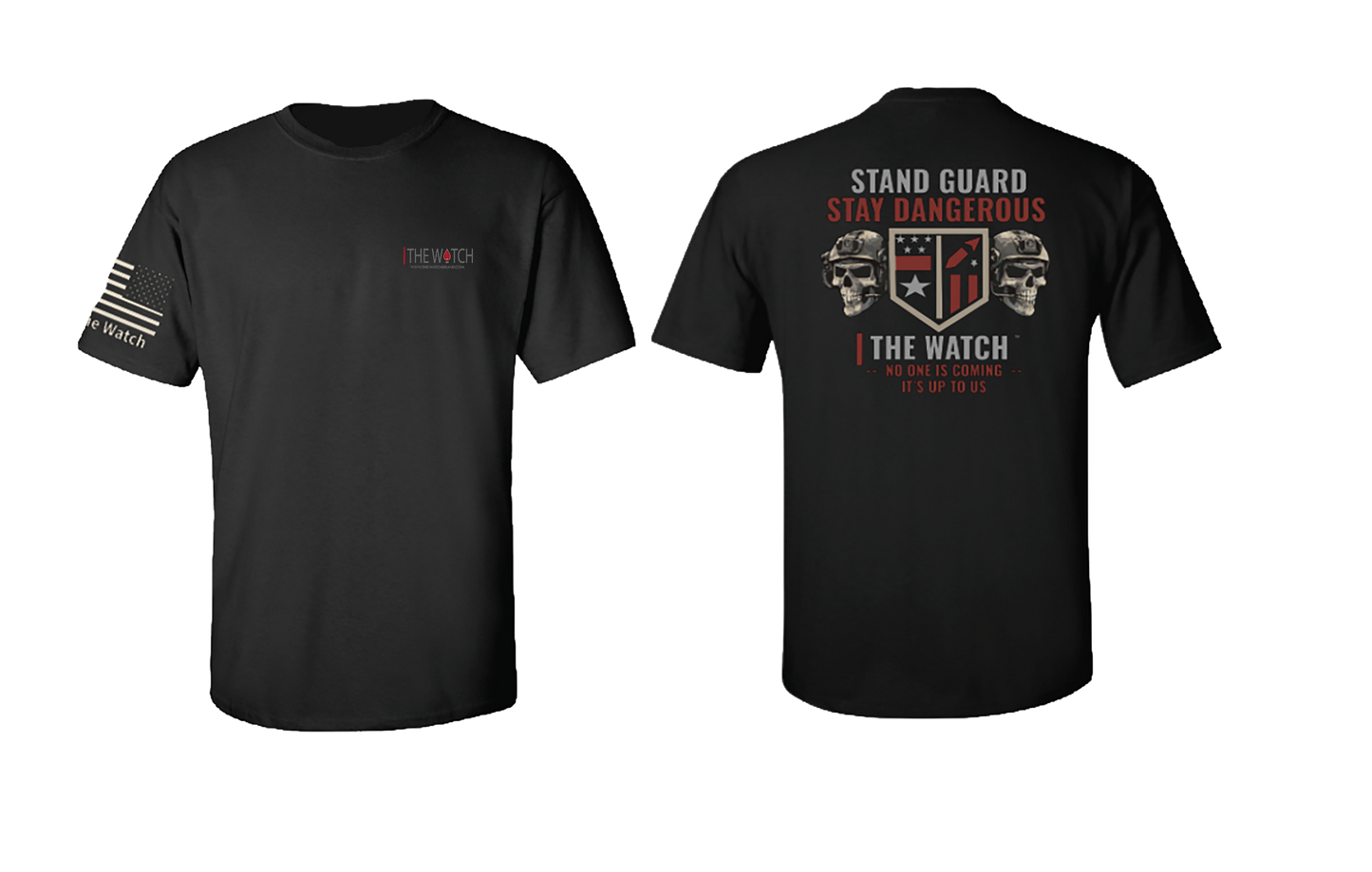 The Watch Brand Men's Stand Guard Stay Dangerous Tactical T-Shirt – Skull & Shield Graphic