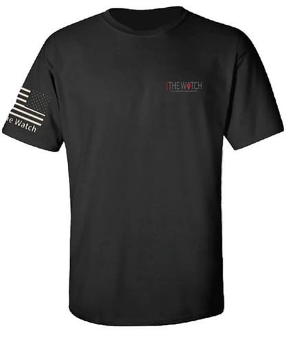 Front view of Stand Guard Stay Dangerous Tee from The Watch