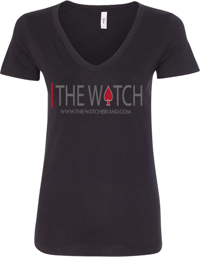 Front view of OG Watch V-Neck Tee – Red from The Watch