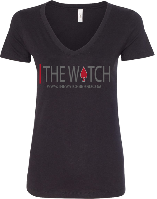 Front view of OG Watch V-Neck Tee – Red from The Watch