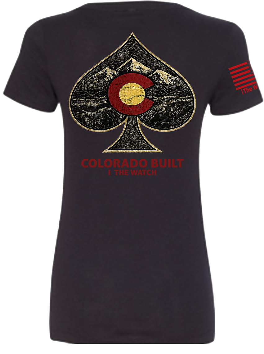Back view of Colorado Built V-Neck Tee from The Watch