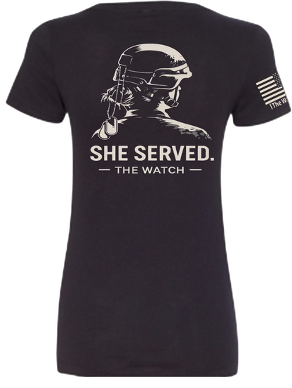 She Served V-Neck Tee from The Watch