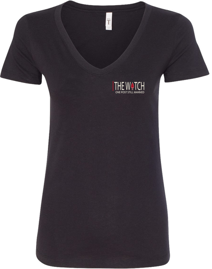 Front view of She Served V-Neck Tee from The Watch