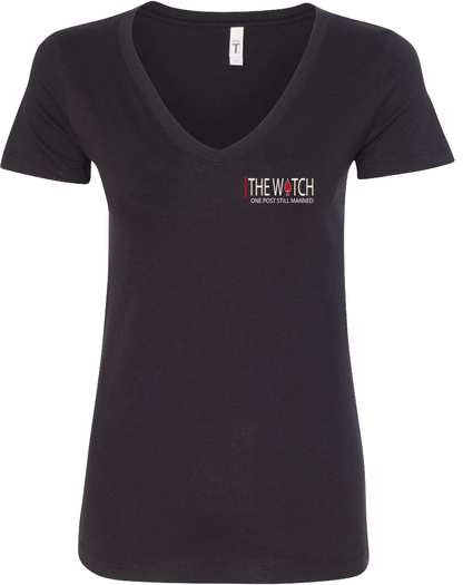Front view of Run Toward Gunfire V-Neck Tee from The Watch